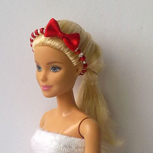 Čelenka pro Barbie - elegantní mašle - červená