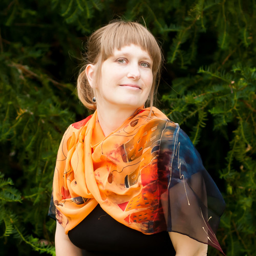 Šála hedvábná oranžová — foto 1