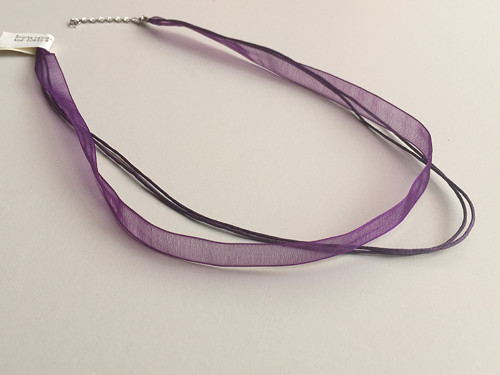 Šňůrka náhrdelník organza, tmavě fialová