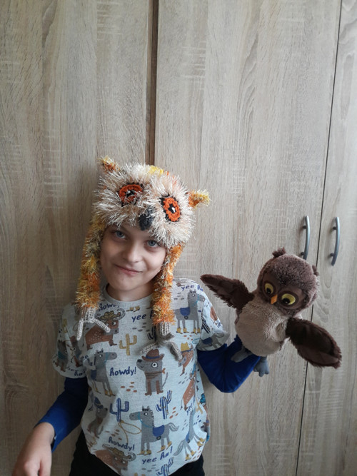 Dětská zimní ušanka SOVIČKA ZLATAVÁ — foto 1