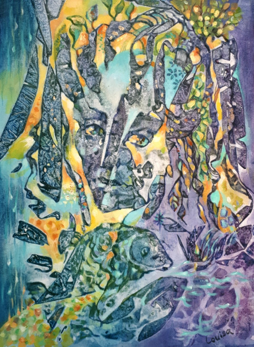 Šamanka - akryl, plátno, 30x40 cm