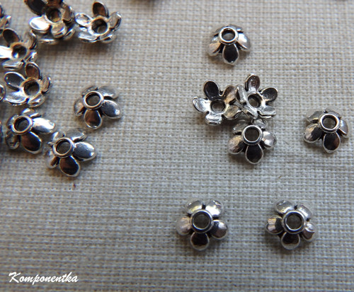 Kaplíky rodium 6mm 10kusů