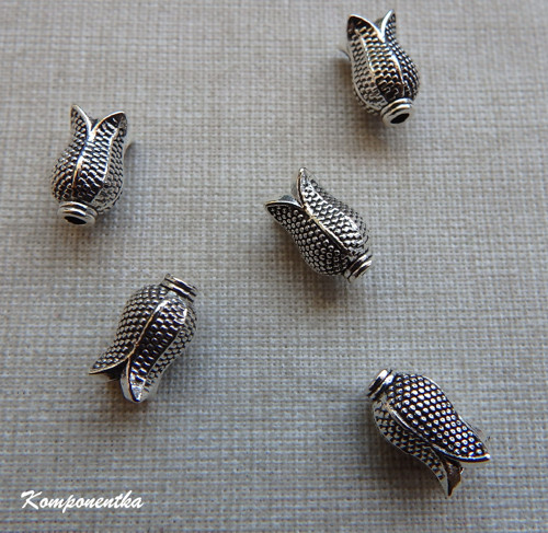 Kovový korálek tulipán 10x6mm 2kusy