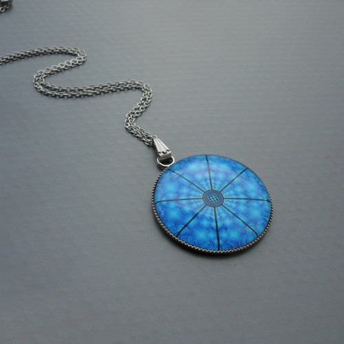 Mandala modrý přívěsek na nerez řetízku