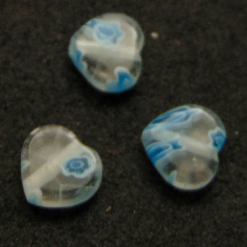 Millefiori SRDÍČKA modrobílá - 8mm 6 ks — foto 1