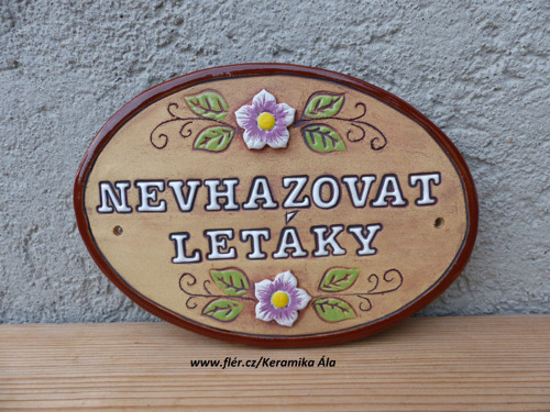 Keramická cedulka ,,NEVHAZOVAT LETÁKY" / SKLADEM