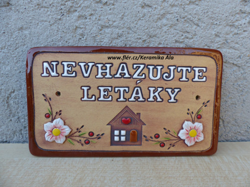 Keramická cedulka ,,NEVHAZUJTE LETÁKY" / na obj.