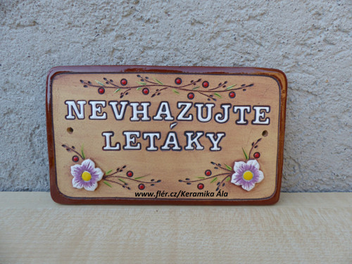 Keramická cedulka ,,NEVHAZUJTE LETÁKY" / SKLADEM