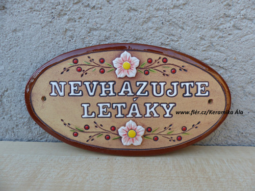Keramická cedulka ,,NEVHAZUJTE LETÁKY" / na obj.