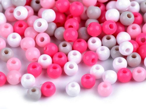 Plastové korálky Color Ø4 mm mix (20g) - 7 mix