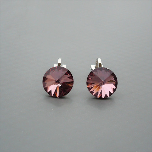 Swarovski crystal antique pink a klipsy antialerg