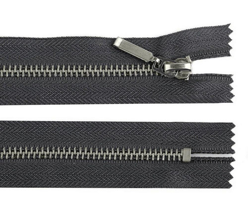 1ks Šedá Kovový / Mosazný Zip Šíře 6mm Délka 14cm
