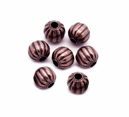 Kuličky pruhované měď 6mm, 10ks