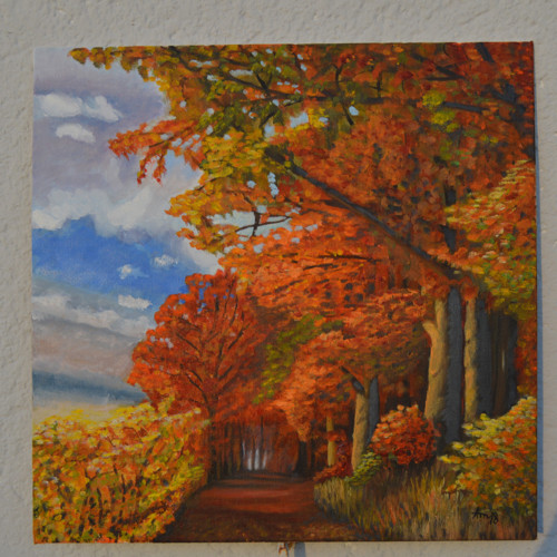 Cesta - olej na plátně, originál, 30 x 30 cm