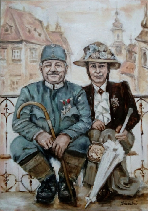 Dvojportrét olej či Historické kostýmy,postava