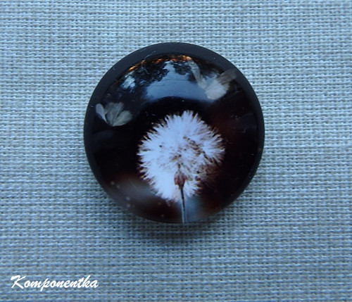 Skleněný kabošon chmýří 18mm 1kus