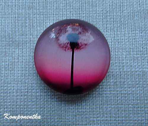 Skleněný kabošon chmýří 18mm 1kus