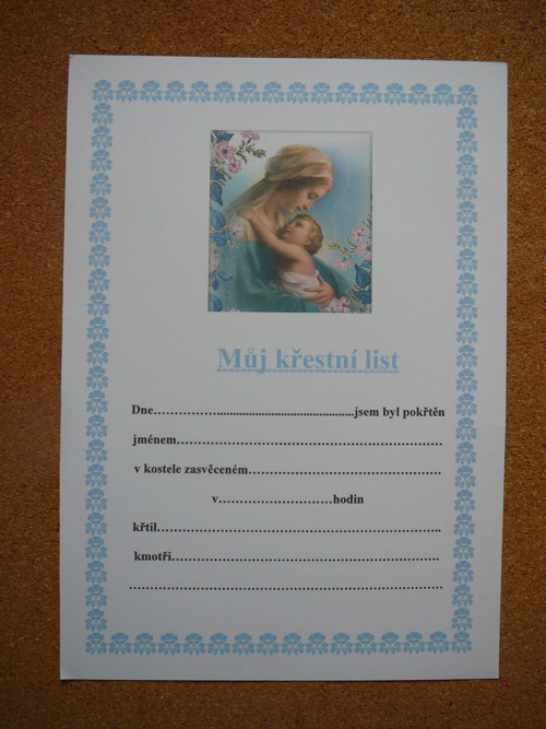 Listina ke křtu — foto 1