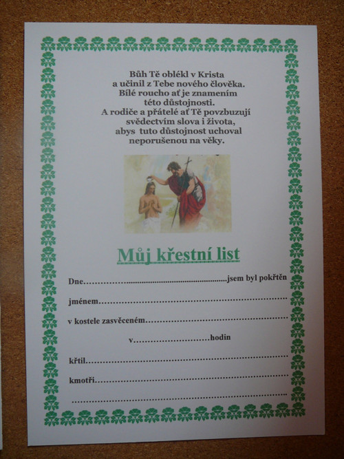 Listina ke křtu — foto 1