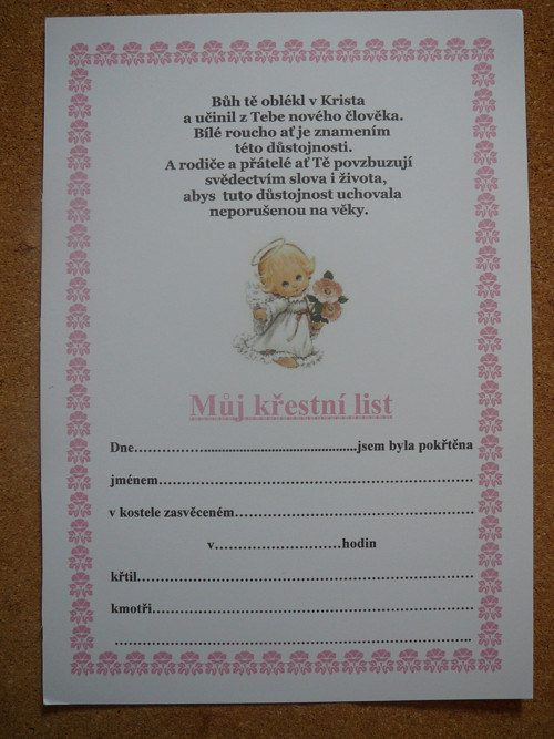 Listina ke křtu — foto 1