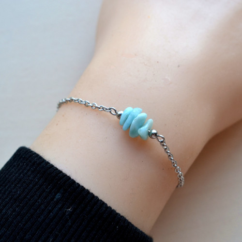 Ocelový náramek - LARIMAR CHIPSY