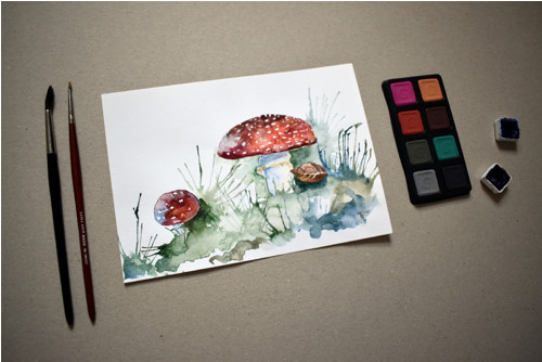Muchomurky. Akvarel 21*14,7cm. — foto 1