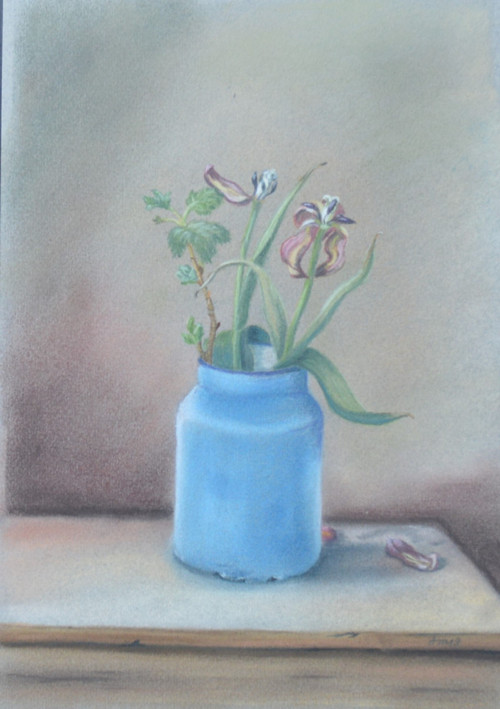 Originál suchý pastel-V bandasce-30x24 cm