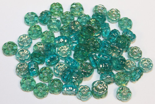 Kytička 9mm - aqua/clarit - 15ks