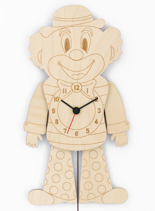 Dřevěné hodiny - Klaun