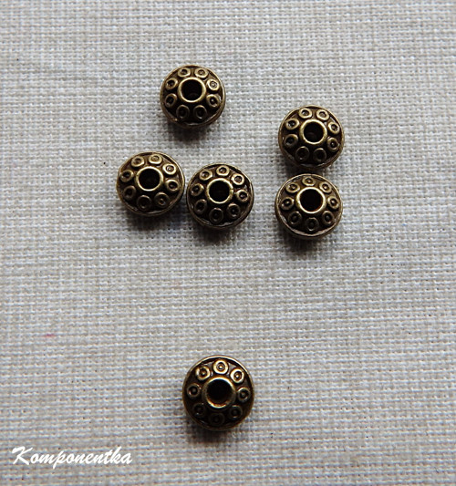 Tibetské kovové korálky 6mm 6kusů