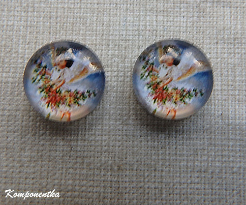 Skleněný kabošon s andělíčky 12mm