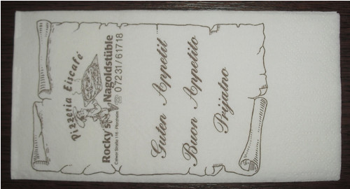 Reklamní papírový UBROUSEK, Pizzeria Eiscafé