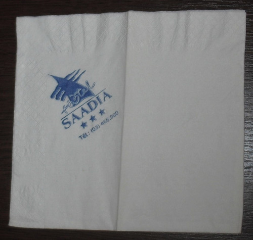 Reklamní papírový UBROUSEK, Hotel Saadia