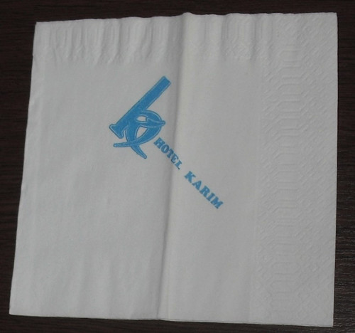 Reklamní papírový UBROUSEK, Hotel Karim