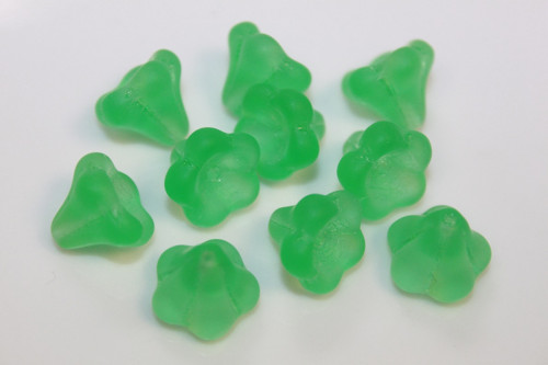 Zvonečky - 11/13mm - peridot/mat - 10ks