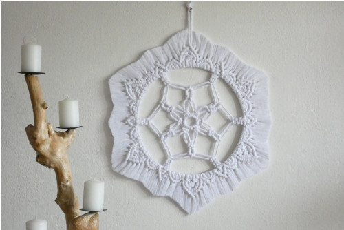Macrame bílá mandala - závěsná dekorace