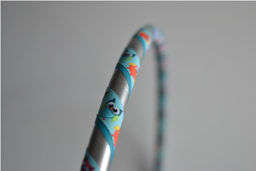 Obruč na hooping Sovičky-stříbrno-zelená 80 cm — foto 1