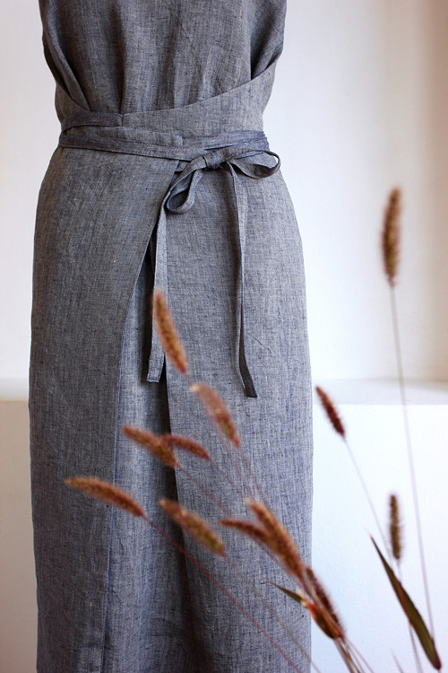 AGNES - dámské šaty len - graphite / indigo — foto 1