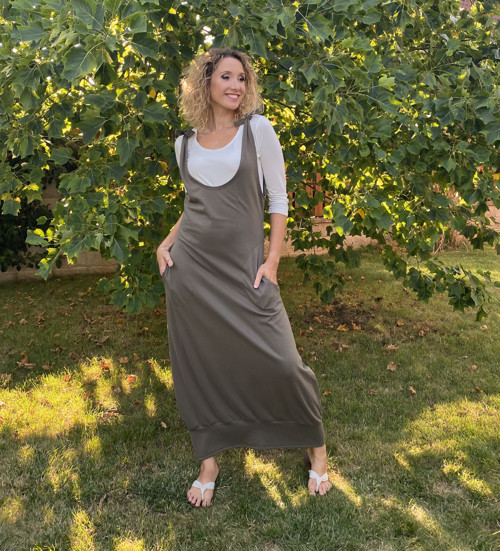 Khaki šatová sukně