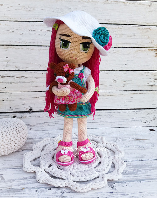 Mini medvídek a klobouček pro panenku Rose - návod