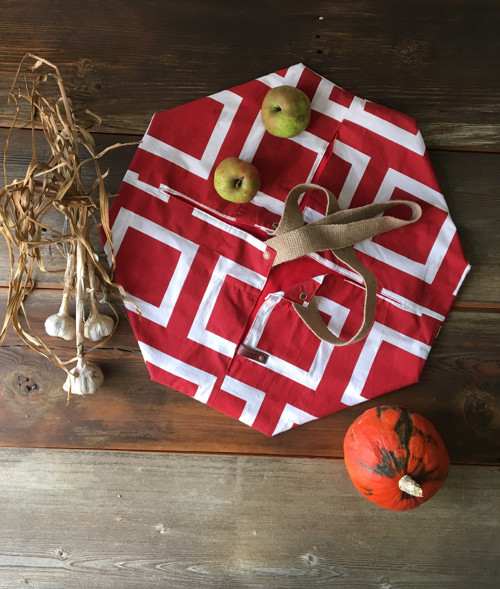 Zero waste nákupka...červená geometrie — foto 1