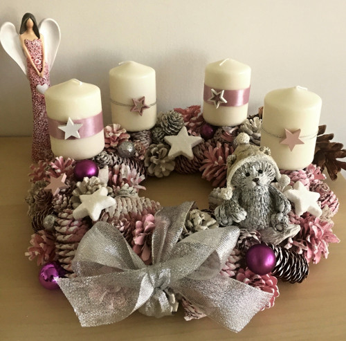 Adventní věnec velký růžový — foto 1