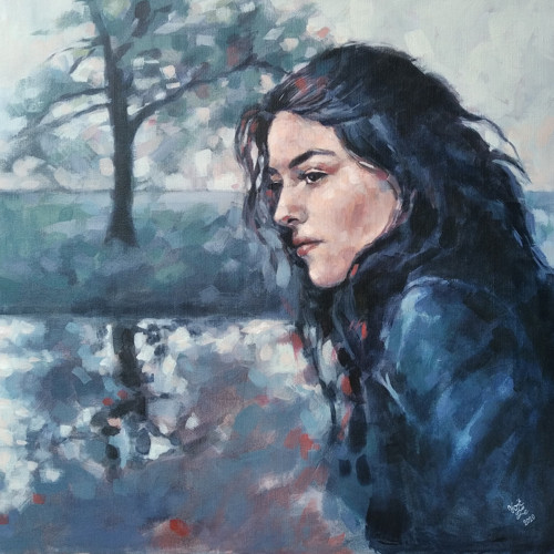 Šedivý den - akryl na plátně 80x80cm, originál