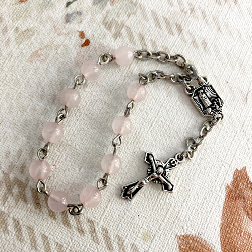 Rosary Rose Quarz Bracelet / Růženec s rúženínem