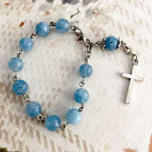 Rosary Jade Bracelet / Růženec s modrým jadeitem