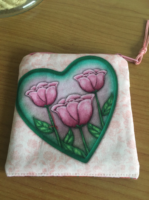 Malá kapsička - srdíčko s tulipány