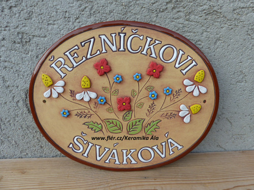 Keramický kachel se jmény/ ovál střední - na obj.