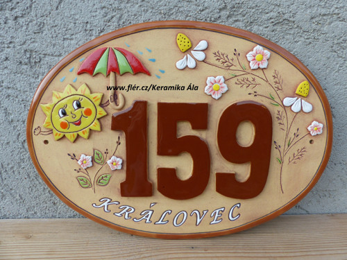 Domovní číslo heřmánek a len 31,5x21-3 ČÍSLICE