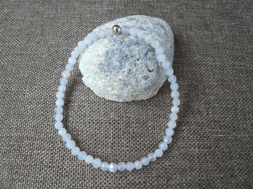 Náramek Broušený Světlemodrý Chalcedon