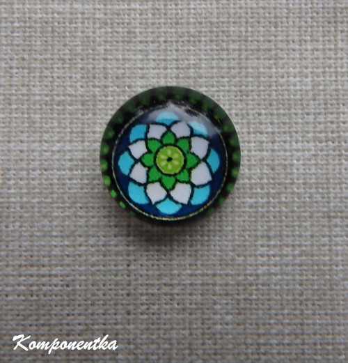 Skleněný kabošon s mandalou 12mm 1kus